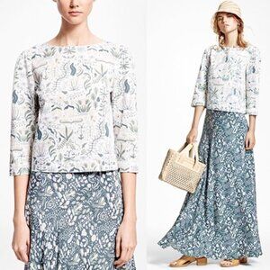 Brooks Brothers Cropped Cotton Sateen Print Shirt